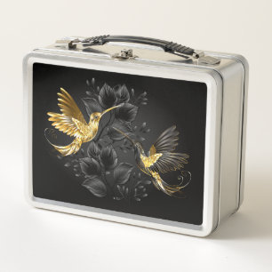 Black and Gold Hummingbird Metall Brotdose
