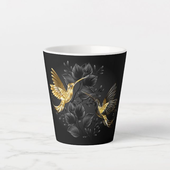 Black and Gold Hummingbird Milchtasse (Vorderseite)