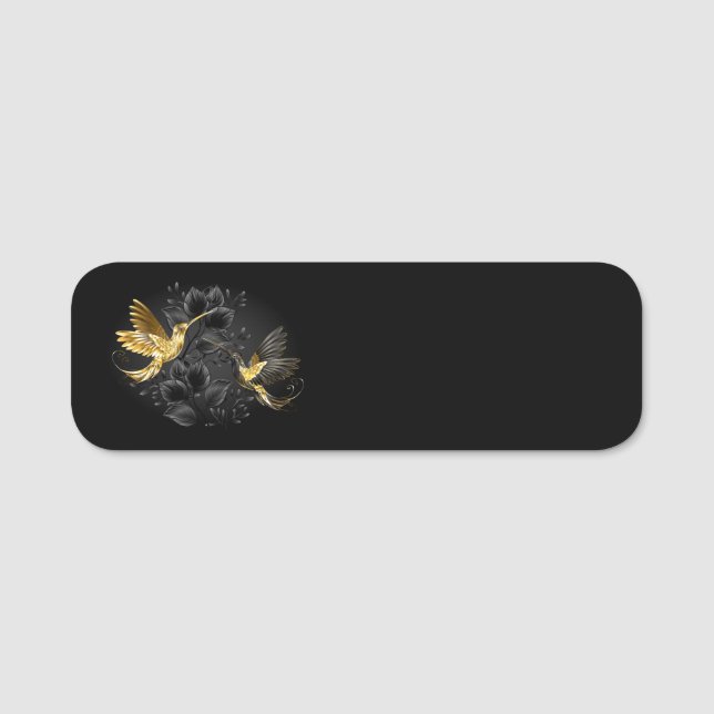 Black and Gold Hummingbird Namensschild (Vorderseite)