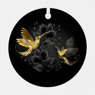 Black and Gold Hummingbird Ornament Aus Metall