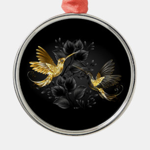 Black and Gold Hummingbird Ornament Aus Metall