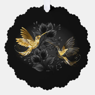 Black and Gold Hummingbird Ornament Karte