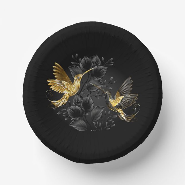 Black and Gold Hummingbird Pappteller (Vorderseite)