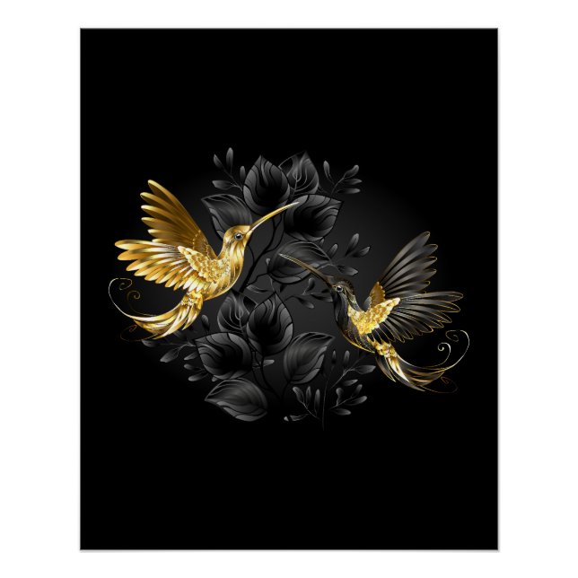 Black and Gold Hummingbird Poster (Vorderseite)