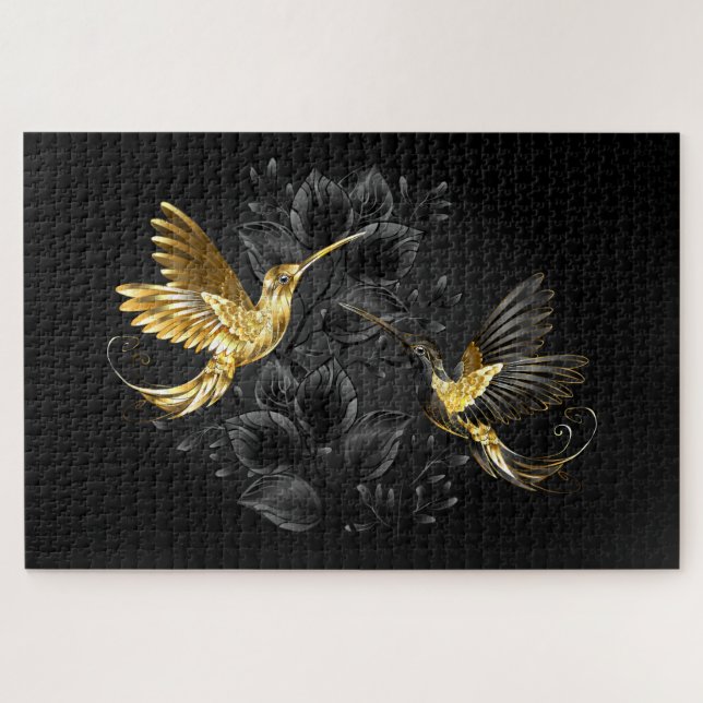 Black and Gold Hummingbird Puzzle (Horizontal)
