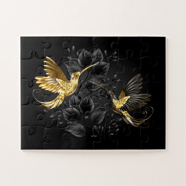 Black and Gold Hummingbird Puzzle (Horizontal)