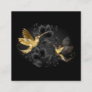 Black and Gold Hummingbird Quadratische Visitenkarte