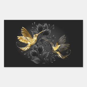 Black and Gold Hummingbird Rechteckiger Aufkleber