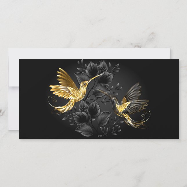 Black and Gold Hummingbird Save The Date (Vorderseite)