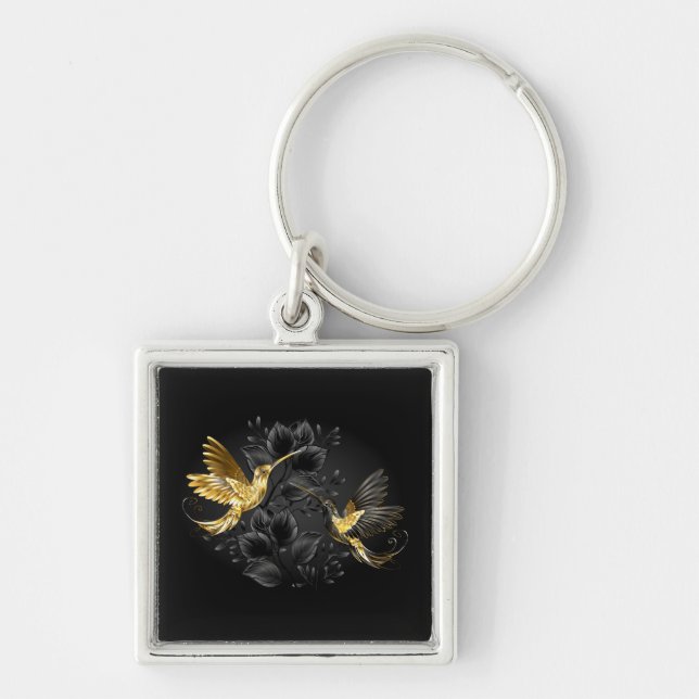Black and Gold Hummingbird Schlüsselanhänger (Vorne)