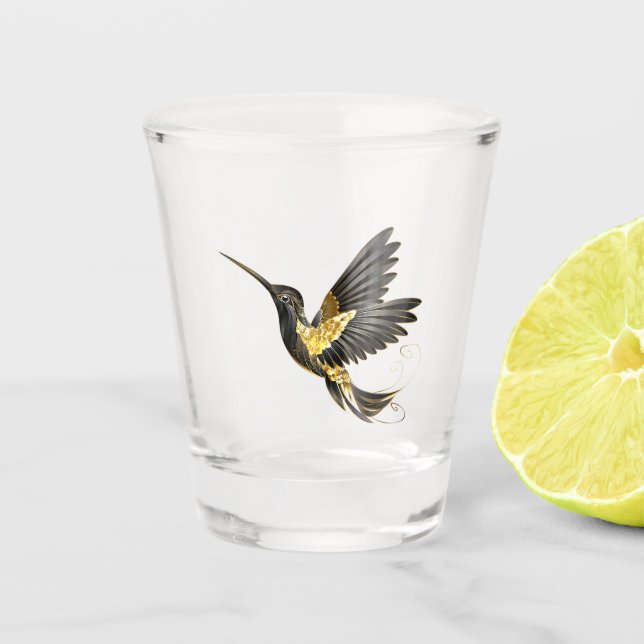 Black and Gold Hummingbird Schnapsglas (Vorderseite)