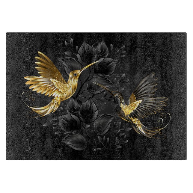 Black and Gold Hummingbird Schneidebrett (Vorderseite)