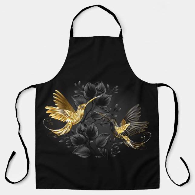 Black and Gold Hummingbird Schürze (Vorderseite)