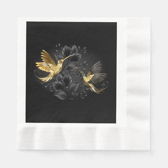 Black and Gold Hummingbird Serviette (Vorderseite)