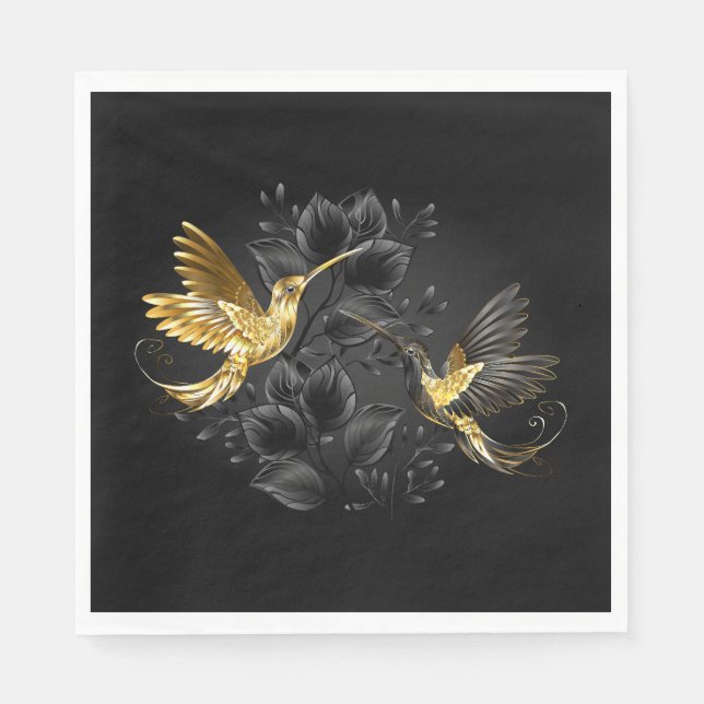 Black and Gold Hummingbird Serviette (Vorderseite)