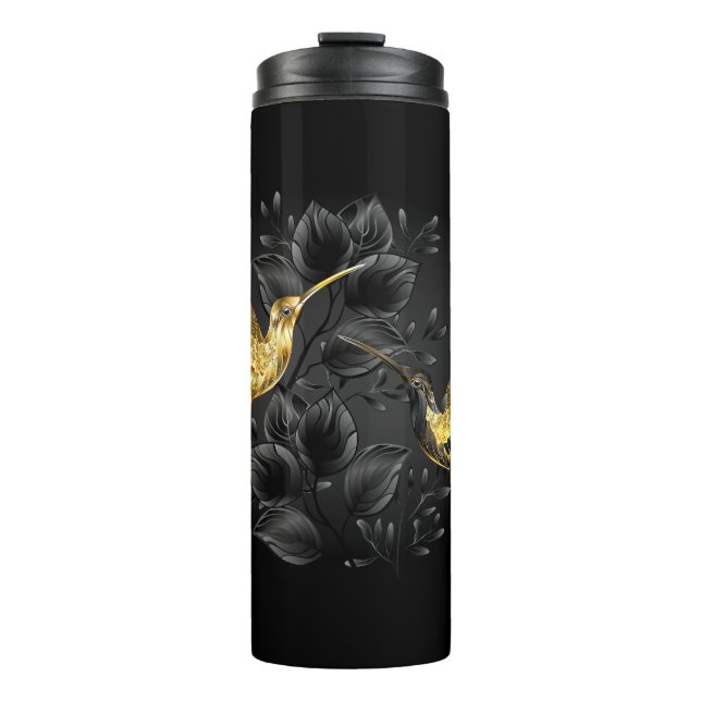 Black and Gold Hummingbird Thermosbecher (Vorderseite)