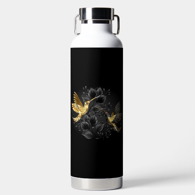 Black and Gold Hummingbird Trinkflasche (Vorderseite)