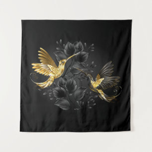 Black and Gold Hummingbird Wandteppich