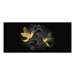 Black and Gold Hummingbird Werbekarte