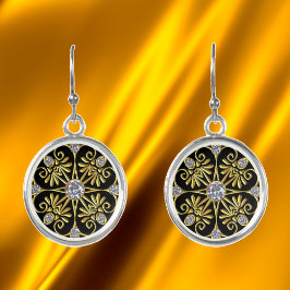 Black and Gold Imitate Diamond Ohrringe