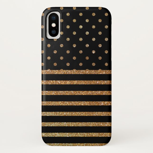 Black and Gold Imitate Glitzer iPhone X Fall Case-Mate iPhone Hülle (Rückseite)