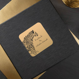 Black and Gold Jaguar Handmade by Quadratischer Aufkleber