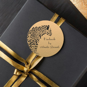 Black and Gold Jaguar Handmade by Runder Aufkleber