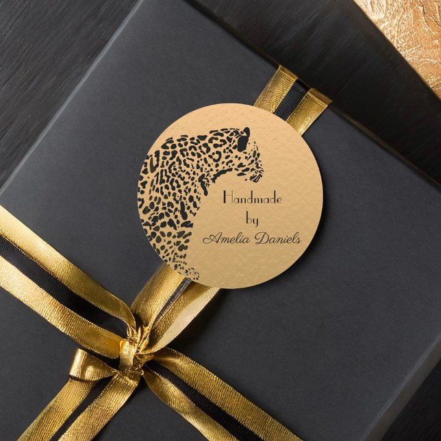 Black and Gold Jaguar Handmade by Runder Aufkleber (Von Creator hochgeladen)