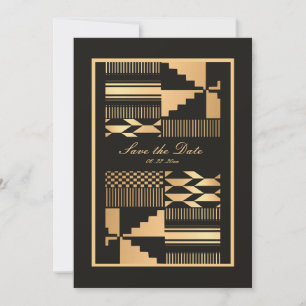 Black and Gold Kente Save The Date