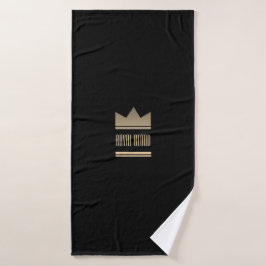 Black and Gold King Crown Badehandtuch