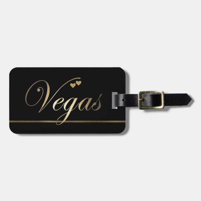 Black and Gold Las Vegas Gepäckanhänger (Vorderseite horizontal)