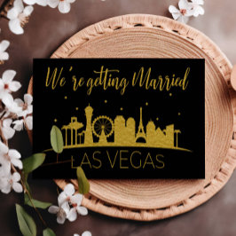 Black and Gold Las Vegas Silhouette Hochzeit Einladung