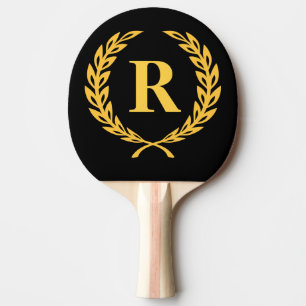 Black and Gold Laurel Wreath Monogram Tischtennis Schläger