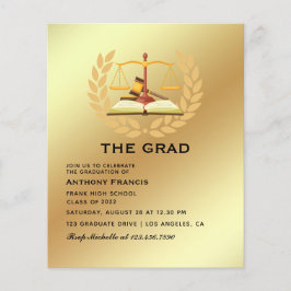 Black and Gold Lawyer Graduation Party Foto Flyer