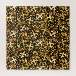 Black and Gold Lilie and Football Beads Puzzle