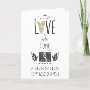 Black and Gold Love Is Awesome Valentines Feiertagskarte