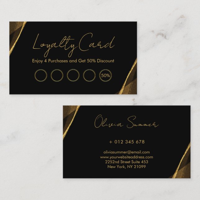 Black and Gold Loyalty Card Visitenkarte (Vorne/Hinten)