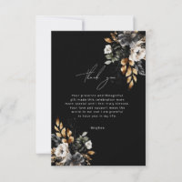 Black and Gold Luxe Floral Danke Karte