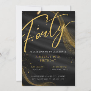 Black and Gold Luxury Elegant 40. Geburtstag Party Einladung
