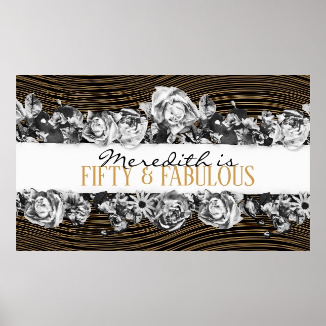 Black and Gold Luxury Personalisiert 50 und fabelh Poster (Vorne)