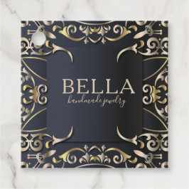 Black and Gold Luxus Chic Baroque Business Name Geschenkanhänger