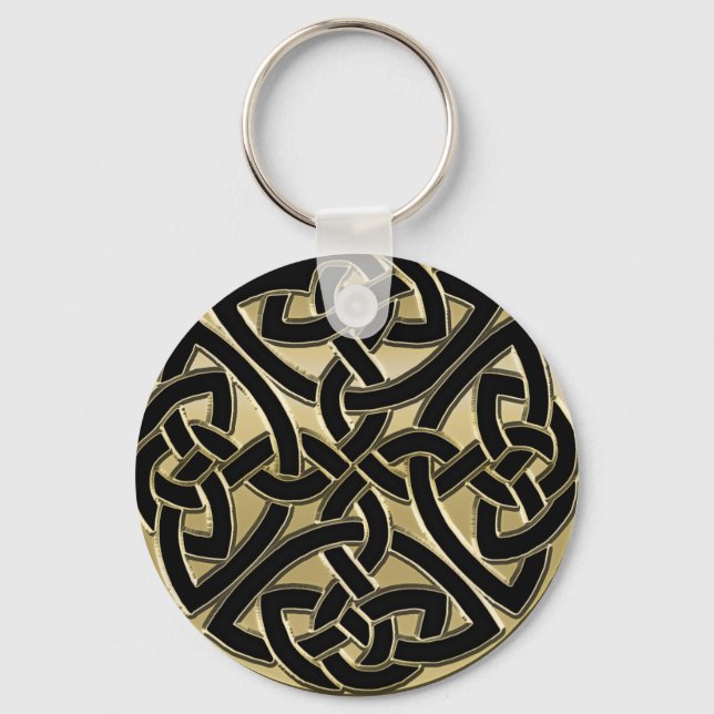 Black and Gold Metal Celtic Knot Schlüsselanhänger (Vorderseite)