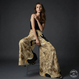 Black and Gold Metallic Luxurious Glam Abstrakt Stoff