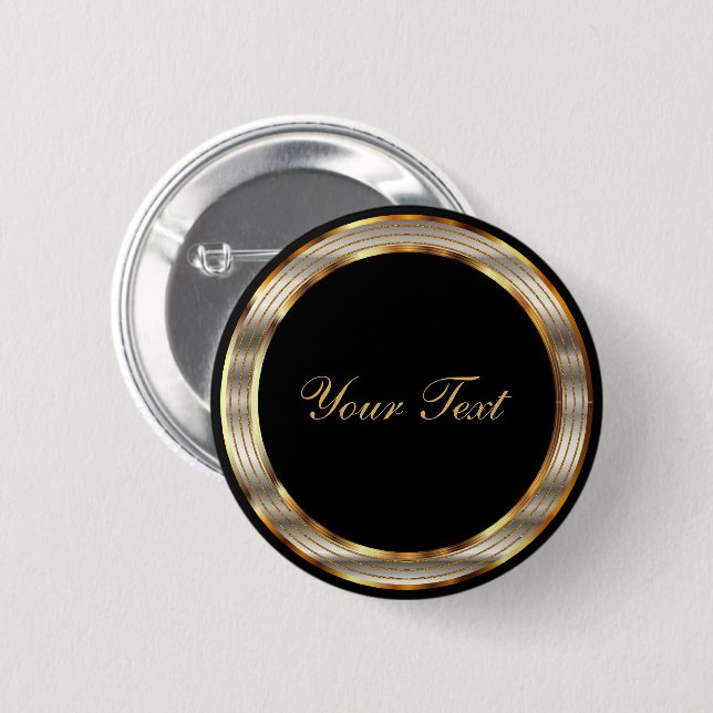 Black and Gold Metallic Template Button (Vorne & Hinten)