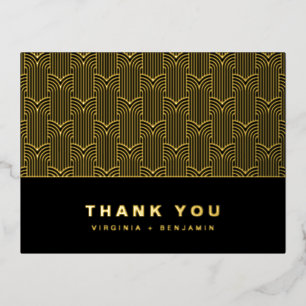 Black and Gold Modern Foil Danke Karte
