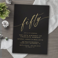 Black and Gold | Modern Sleek Glam 50th Birthday
