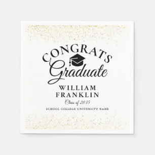 Black and Gold Moderne Graduation Party Serviette