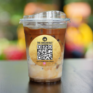 Black and Gold Modernes Business Instagramm Qr Cod Runder Aufkleber