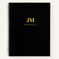 Black and Gold Monogram Initials Spiral Notebook
