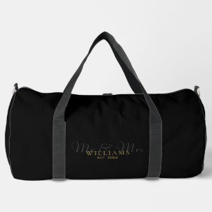 Black and Gold Mr. und Mrs. Wedding Flitterwochen Duffle Bag